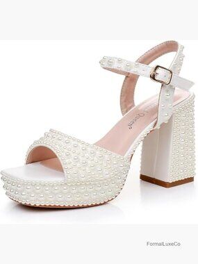 3.75" Chunky Platform High Heels Ankle Strap Block Heel Sandals Square Peep Toe